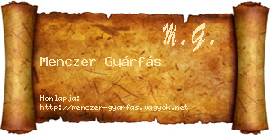 Menczer Gyárfás névjegykártya
